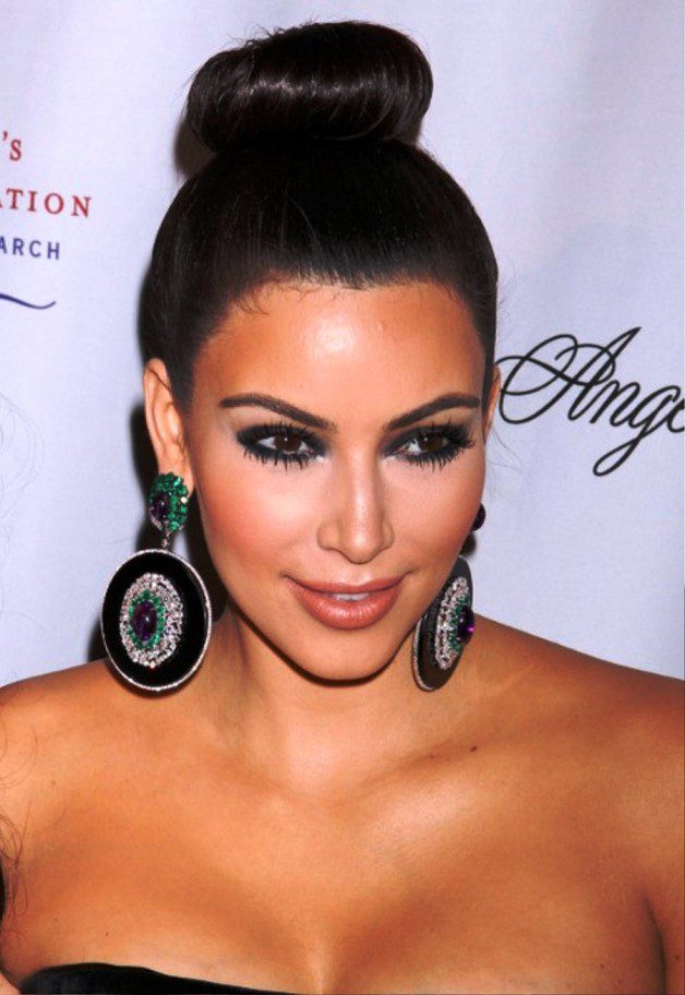 Pictures of Kim Kardashian Sleek Bun Updo